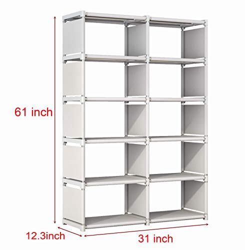 Yomeliy Cube Storage, 5 Tier 10 Cubes Organizer Shelves, Bookcase Shelve For Living Room, Study Room, Bedroom And Office (Gray) #TOP1