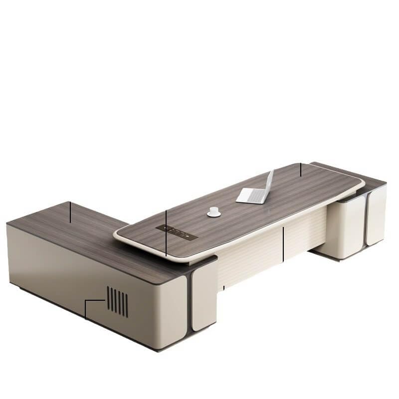 Image of Lakdi The Furniture Co Director & Executive L-Shape Luxury Office Table Modern Desk with Drawer and CPU Storage - Stylish, Spacious, and Sustainable Workspace - LDL-641