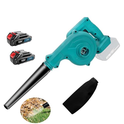 Cordless Leaf Blower for Makita 18V 2x 3.0AH Battery,Electric Air Leaf Blower, 2-in-1 Lightweight Leaf Blowers,for Lawn, Yard, Garage, Patio & Sidewalk