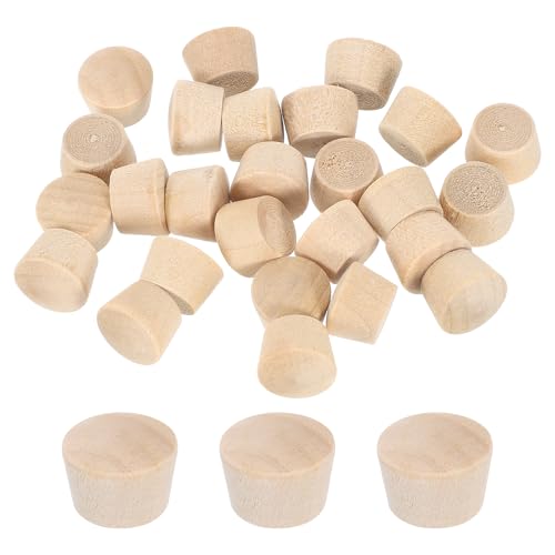 Image of uxcell 36Pcs Wood Button Plugs, 10mm /0.39 inch Flat Head Hardwood Screw Hole Plug Wooden Caps Buttons Wood Plug for Furniture Woodworking Craft Decor (11.5mm x 10mm)