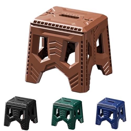 Yieson Marche Pied Pliable, 26.4 cm Tabouret Pliant, Jusqu'à 125 kg, Tabouret Pliant Multiusage, pour la Maison, la Cuisine, la Salle de Bain, l'Extérieur et Les Voyages (Marron)