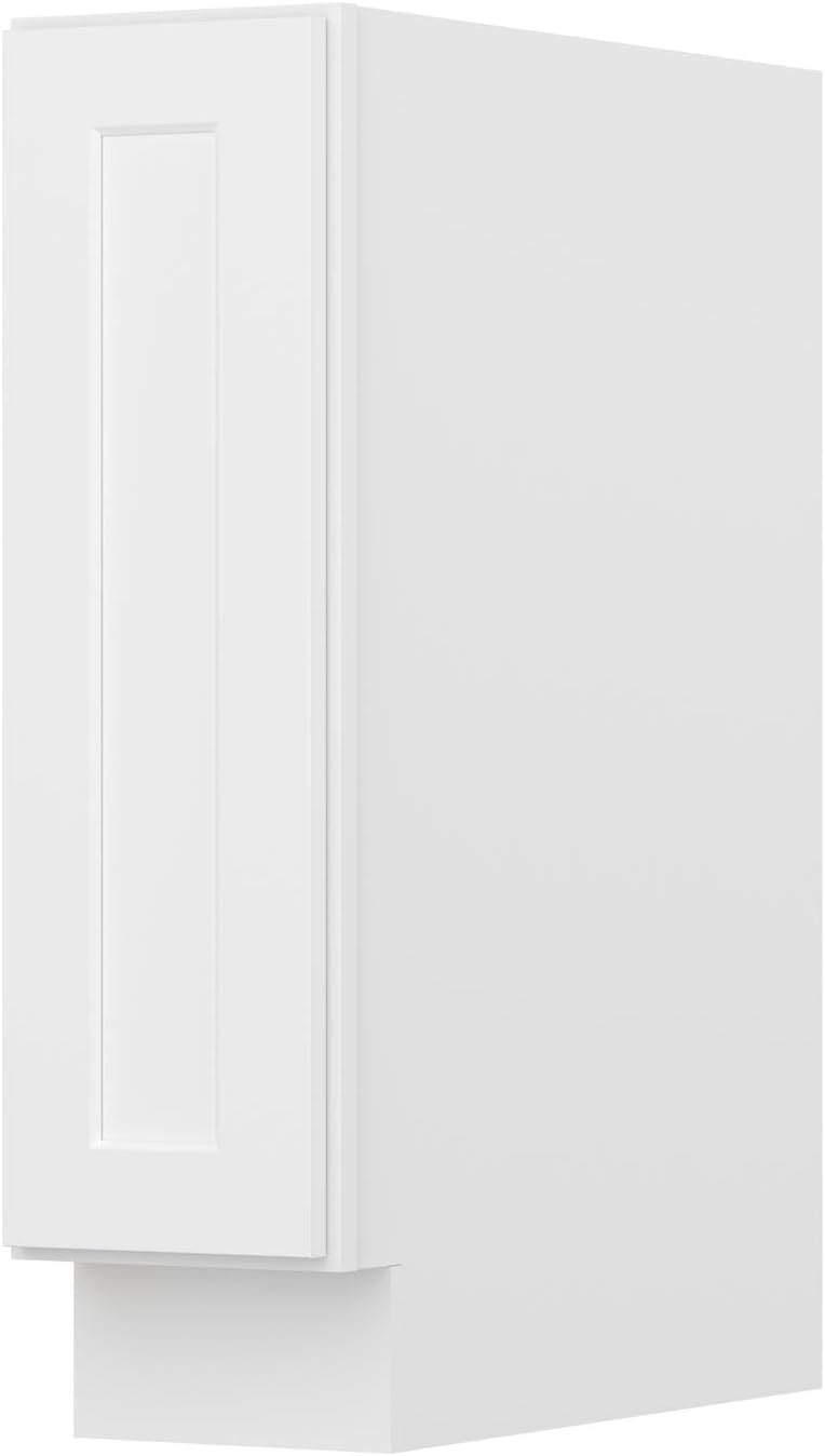 Furinno Shaker Tray Bases Kitchen Cabinet, Ready to Assemble, 24 D x 9 W x 34.5 H, White