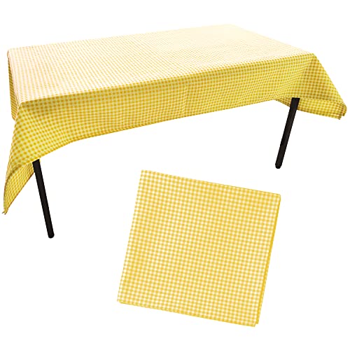 TwinThink Mantel Cuadros Vichy. Mantel Vichy Cuadrado de Tela Algodón para Cocina Exterior Navidad Mantel de Tela a Cuadros Vichy 140x300 para Picnic y Camping Mantel Algodón - Amarillo Cover