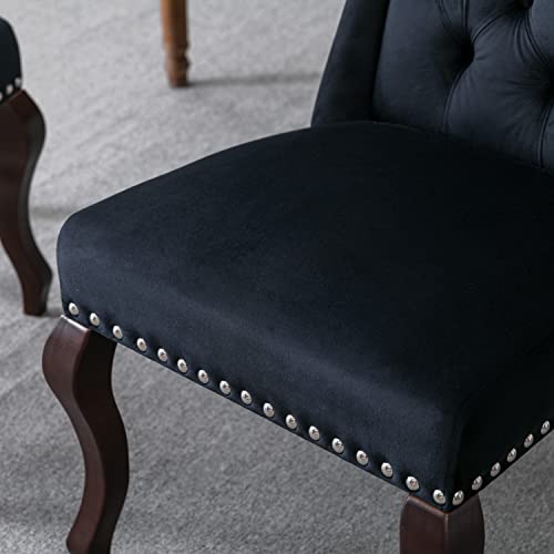 Chairus Parsons Dining Chairs Set Of 4 Modern Velvet Farmhouse Living Room Chairs With Button Tufted High Back And Wood Legs Comfy Upholstered Side Chair For Kitchen/Restaurant/Bedroom, Black #TOP5