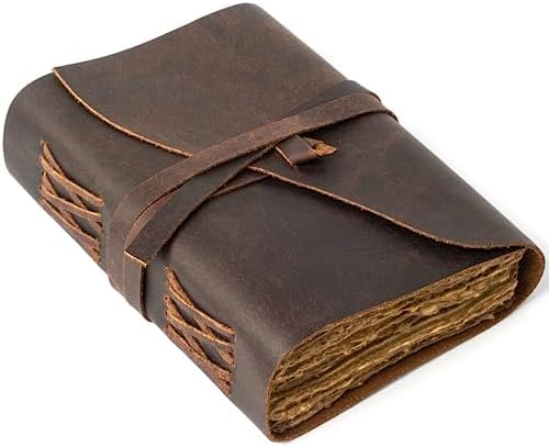 Diario de cuero vintage con páginas forradas  Diario encuadernado en cuero, papel antiguo hecho a mano, cuaderno de bocetos de cuero, diario de