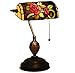 NANXCYR Tiffany stylowa lampa stołowa o przekątnej 10,6 cala Tiffany w kolorze czerwonym, różanym kloszem abażur obok lamp biurkowych do mieszkańców akademickie-sypialni - barkawa