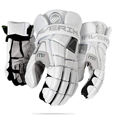 Maverik M5 Lacrosse Gloves (White, Large (13\")) - Thumbnail 2