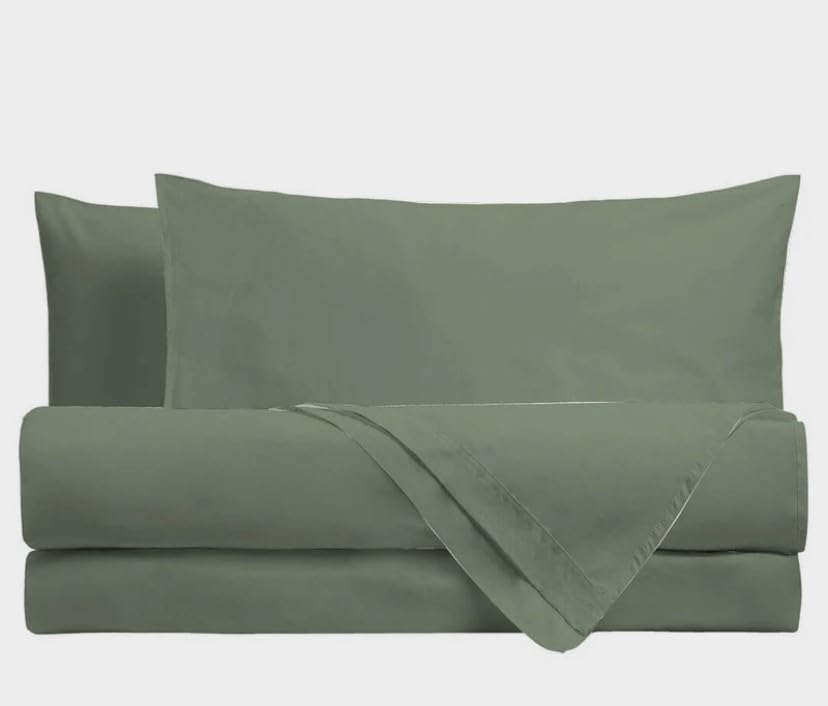 L'Emporio Casa Juego de sábanas de franela para cama de matrimonio, 100 % algodón cálido, encimera de 240 x 290 cm + sábana bajera de 160 a 180 x 195 a 200 cm + 2 fundas de almohada 50 x 80 cm (verde)