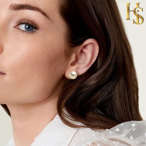 Image of HIGHSPARK 925 Silver Classic Pearl Earrings for Women | 92.5 Sterling Silver & Brilliant Lustre Pearls | Lovely Gift for Women