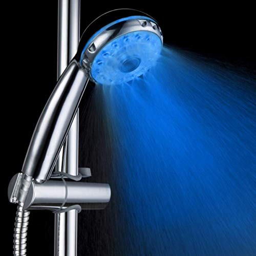 Pommeau de douche à LED avec 3 modes d'arrosage réglables Capteur de température couleur RVB et douche à effet pluie pour une expérience de douche relaxante.