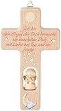 Aus Holz (Buche) Kreuz mit Engel \'Ich Bin .\' Kinderkreuz Holzkreuz Schutzengel 102862 mit Gravur (Rückseite)