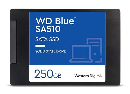 WD Blue SA510 250GB 2.5" SATA SSD with up to 555MB/s read speed, black,blue