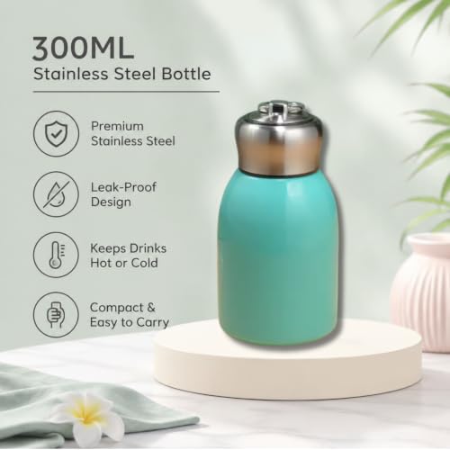 Image of SIPHORA Mini Flask 300ml | Vacuum Insulated Tumbler | Stainless Steel | Leakproof Travel Mug for Hot & Cold Beverages | Double Wall Vacuum Flask for Office, School, Gym & Travel (Blue)