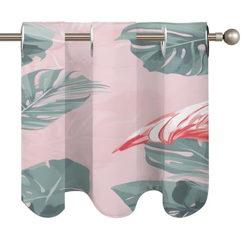 Cortinas opacas de verano con flamencos para ventanas de cocina y dar un toque tropical moderno 6