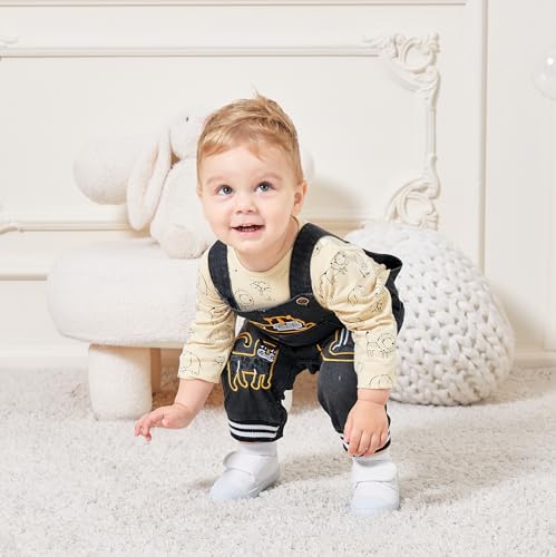 Image of Cute Baby Boy Clothes Suit Toddler Boys' Striped Long Sleeve T-Shirt+Denim Overalls Jumpsuit Pants Outfits Sets