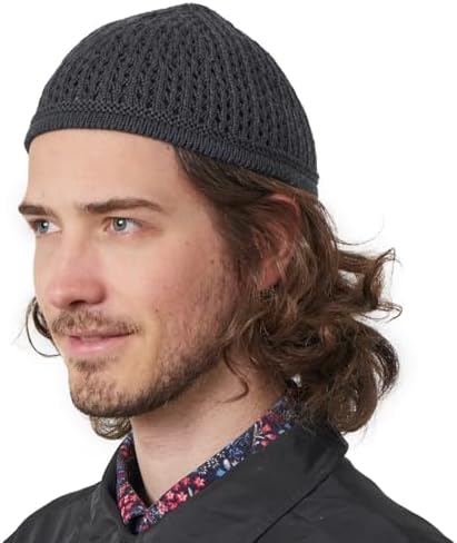 CHARM Knit Cotton Skull Cap Kufi - Mens Islam Prayer Hat Crochet
