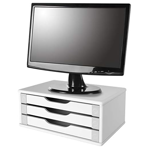 Suporte de Monitor 3 Gavetas, Mdf Branco - Souza & Cia (Ref: 3343)