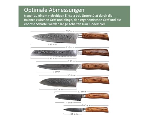 Wakoli Damastmesser-Set EDIB Pro Premium 6-teilig