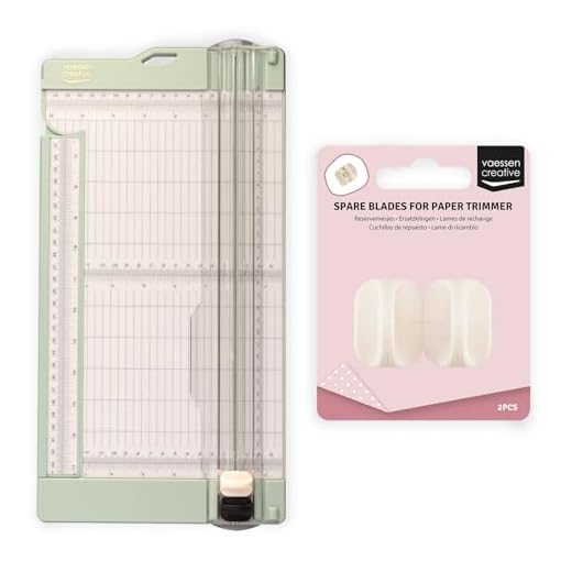 Vaessen Creative Massicot avec Plioir de 15,2 x 30,5 cm – Coupe-Papier et Plaque de Rainurage 2-en-1 Vert Scrapbooking, Cartes et Loisirs Créatifs – 2 Lames de Rechange Inclus, Menthe-Blanc, Divers