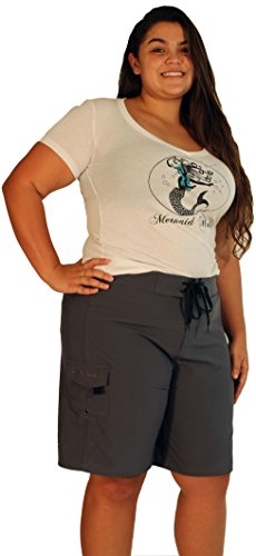 Maui Mermaids Womens Plus Size Bathing Suit Swim Shorts Board Shorts (3X, Ebony)