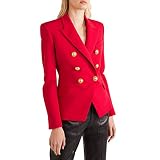 semen Blazer Damen Elegant Tailliert Business Anzug Basic Geschäftssjacke Zweireihiger Blazer mit Revers