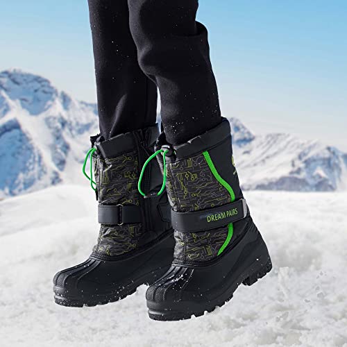Dream Pairs Big Kid Kamick Black N.green Mid Calf Waterproof Winter Snow Boots Size 4 M Us Big Kid #TOP1