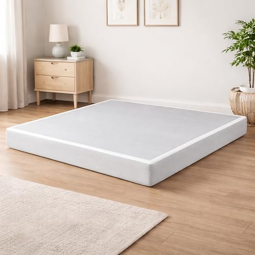 Panana 9 Inch Box Spring for Queen Size Bed Strong Wood Frame Heavy Duty Metal Mattress Foundation with Fabric Cover High Profile Easy Assembly