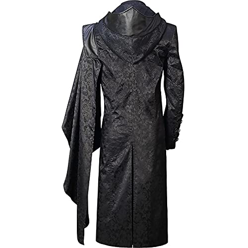 Sinzelimin Men's Hooded Trench Coat Halloween Retro Gothic Style Long Windbreaker Jacket Fashion Long Sleeve Tuxedo Jacket #TOP3