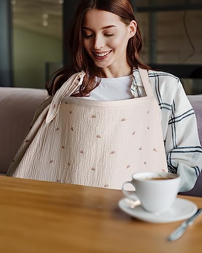 Blissful Diary Muslin Stilltuch für Stillende Frauen – Atmungsaktives Stillschal mit Bogenausschnitt, Praktisches Stilltuch für unterwegs, Regenbogen