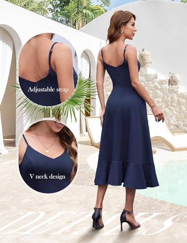 DRESSTELLS Women's Cocktail Party Dress, Formal Wedding Guest High Low Dress, Fit Flare Holiday Prom Dress3