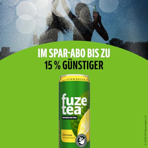 Fuze Tea Schwarzer Tee Zitrone - Erfrischungsgetränk mit gebrühtem Schwarztee und Zitronengeschmack - Eistee aus nachhaltigem Anbau - Eisteegetränk in Einweg Dosen (24 x 330 ml)