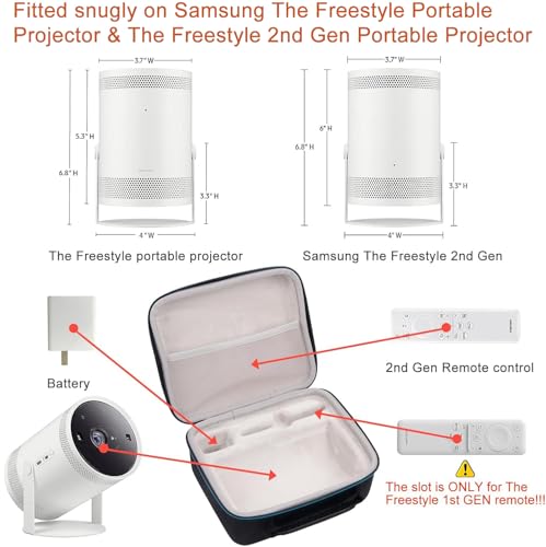 Hartschalen-Reisehülle, kompatibel mit Samsung The Freestyle-Projektor, Tragetasche kompatibel mit dem tragbaren Freestyle-Projektor / dem Freestyle-Projektor der 2. Generation