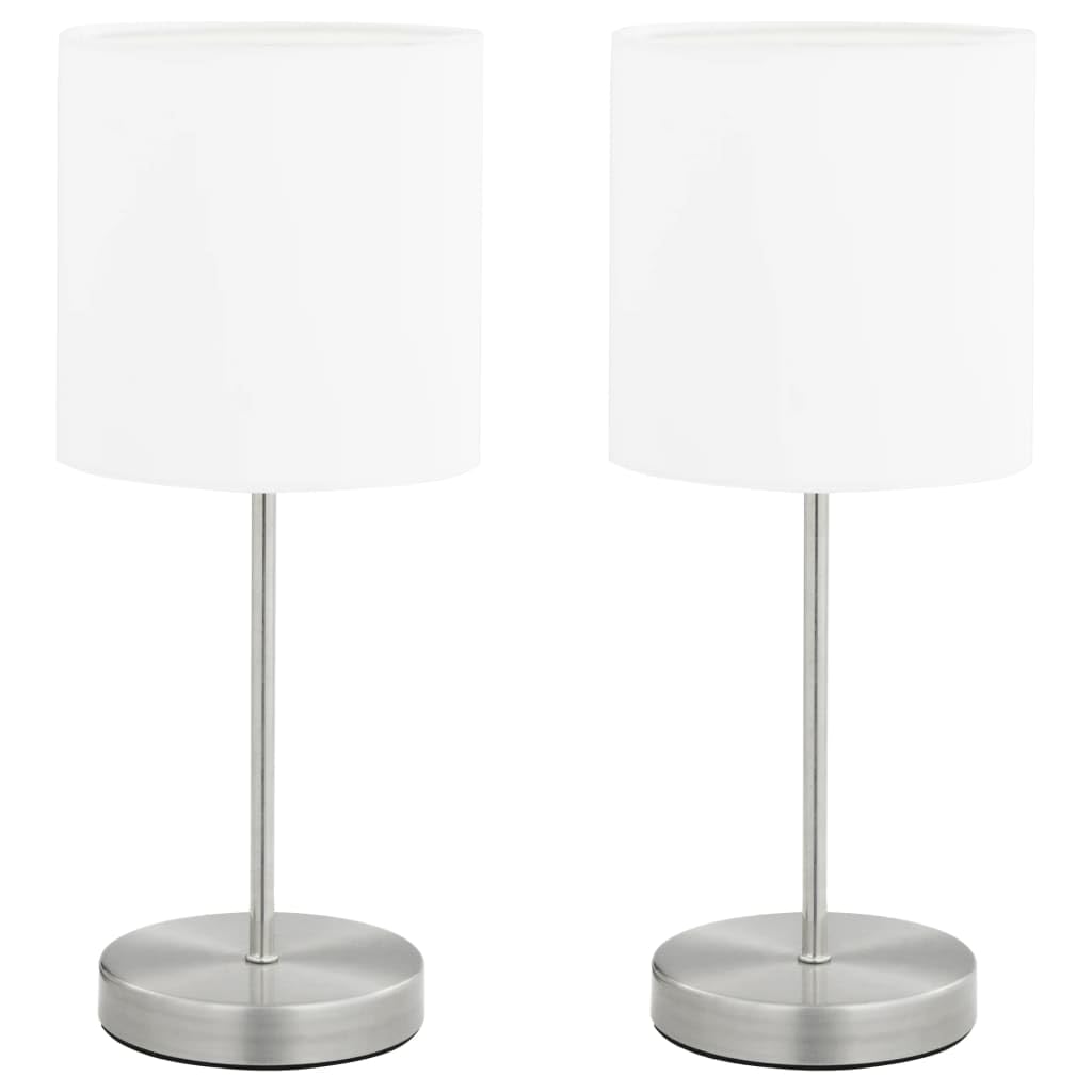 vidaXL 2X Lámparas de Mesa de Encendido Táctil Luz Encima de Mesita Mueble Escritorio Blanco y Plateado
