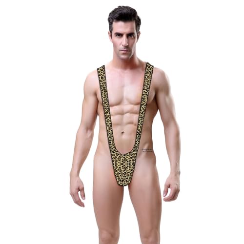 VemeFufu Tanga Borat Manquíni para homem sexy String fato de banho para Natal Halloween Pai Natal, 1 Pacote Leopardo