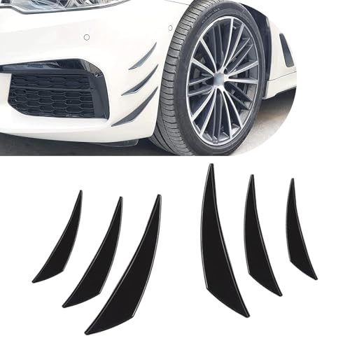 Shakas 6 PCS Car Spoiler Canards Kit, Body Anti-Collision Front Bumper Lip Splitter, Soft Rubber Buffer Protection Decoration Decals, for Most Cars Exterior Fins Accessories (Glossy Black)
