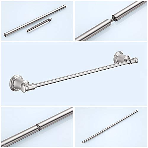 Cavoli 3-Piece Bathroom Accessories Set Wall Mounted,Toilet Paper Holder,Towel Ring, Adjustable Towel Bar(18’’-24’’),Zinc Alloy,Brushed Nickel #TOP3