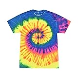 Krazy Tees Tie Dye Shirt Women Tops or 100% Cotton Cute Trendy Tie Dye Shirts for Men, Teens, Youth, Girls & Boys, Blue Ocean Neon Rainbow
