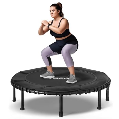 BCAN 450LBS/550LBS Foldable Mini Trampoline, 40"/48" Fitness Trampoline with Durable Bungees, Stable & Quiet Exercise Rebounder for Adults,Great Mini Trampoline for Indoor/Garden Workout - 2
