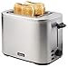 Bestron Toster na 2 kromki tostowe, w tym nakładka na bułki, 7 poziomów opiekania i szuflada na okruchy, 800 W, wzór ze stali szlachetnej, kolor: srebrny