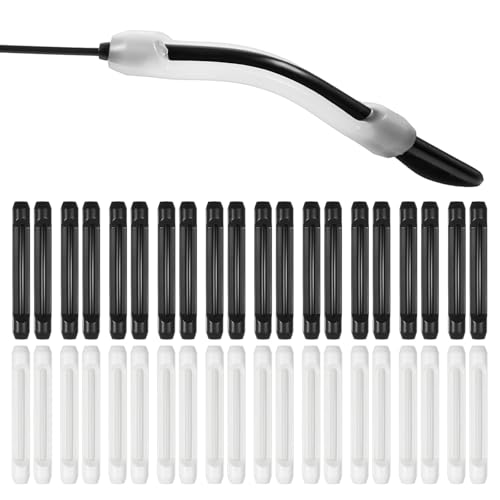 BOHUIZ 20 pairs Eyeglasses Ear Grip, Soft Silicone Temple Tip Grips for Glass, Nose Pads for Glasses Anti Slip Elastic Holder Retainers for Spectacle Sunglasses Reading Glasses Eyewear(Black+White)