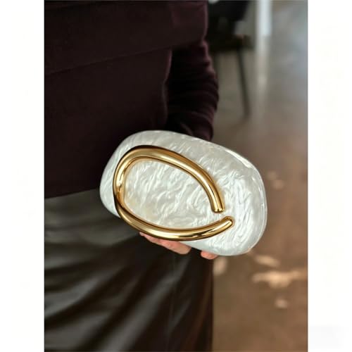 Image of Acrylic Clutch Purse for Women Classic Round Acrylic Evening Handbag Vintage Metal Handlebars Bag for Wedding Party Prom