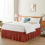 Entisn Orange Adjustable Bed Skirt for King & Cal King Size Bed - with 18 Inch Tailored Drop, Wrap A