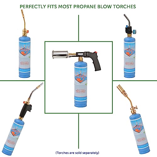 Flame King 1LB Empty Propane Welding Cylinder Tank, Reusable & Transportable - Safe and Legal Refill Option, 14.1 oz, Blue (2-Pk) - Thumbnail 4