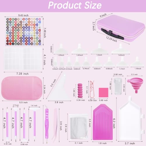 Image of Diamond Art Storage Containers 60 Slots Diamond Painting Accessories and Tools Portable Bead Organizer Boxes for Adults(Macaron - Pink)