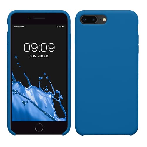 kwmobile Hülle kompatibel mit Apple iPhone 7 Plus/iPhone 8 Plus Hülle - Silikon Handy Hülle - Handyhülle weiche Oberfläche - kabelloses Laden - Blue Reef