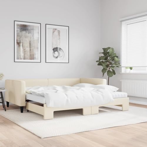 Xichuzi Sofá Cama con colchón Tela Crema 100x200 cm, Estructura de Cama, Sofas De Salon, Sofa Relax, Sofa Bed, Base De Cama, Marco De Cama, Somier   3196605
