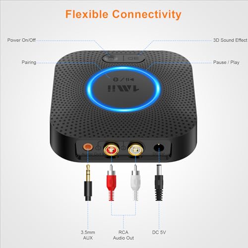 1Mii B06 [Upgraded] Bluetooth 5.3 Receiver, Bluetooth Audio Adapter with aptX HD for Streaming Music from Smartphone/Tablet to RCA/3.5mm AUX AV Receiver, Amplifier, Home Stereo Speaker - Image 6