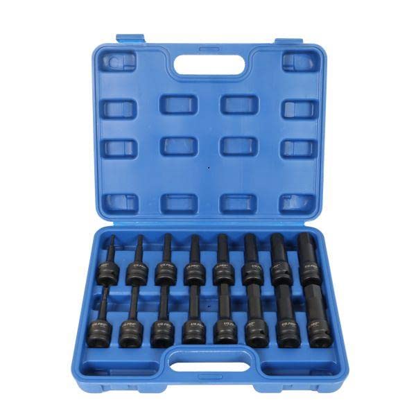 US PRO Narzędzia 16 szt. 1/2" DR Impact Hex Bit Sockets H4 - H19 3998