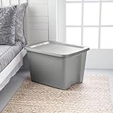 (4 pack) 18 Gallon Plastic Storage Bin with Snap-On Lid – Space-Efficient Square Design for Stacking – Gray – 23.125' L x 18.125' W x...