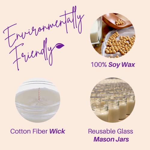 Nika's Home Vanilla Lavender Soy Candle 12Oz Mason Jar Non-Toxic White Soy Candle-Hand Poured Handmade, Long Burning 50-60 Hours Highly Scented All Natural, Clean Burning Candle Gift Décor #TOP3